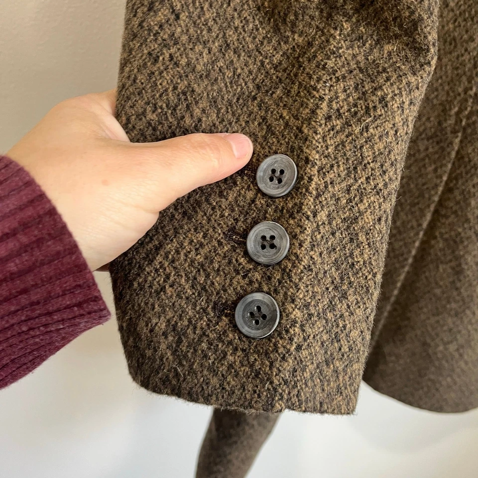 Peruvian Connection Baby Alpaca Wool Long Brown Blazer Coat Size 6 - Image 4 of 4