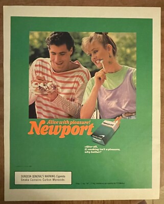 cigarettes 90s 1990 Newport Menthol Cigarettes Alive With Pleasure Happy Couple 90s Print  Ad