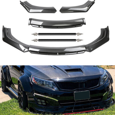 For Kia Optima K5 Front Bumper Lip Splitter Spoiler Carbon Fiber Strut Rod