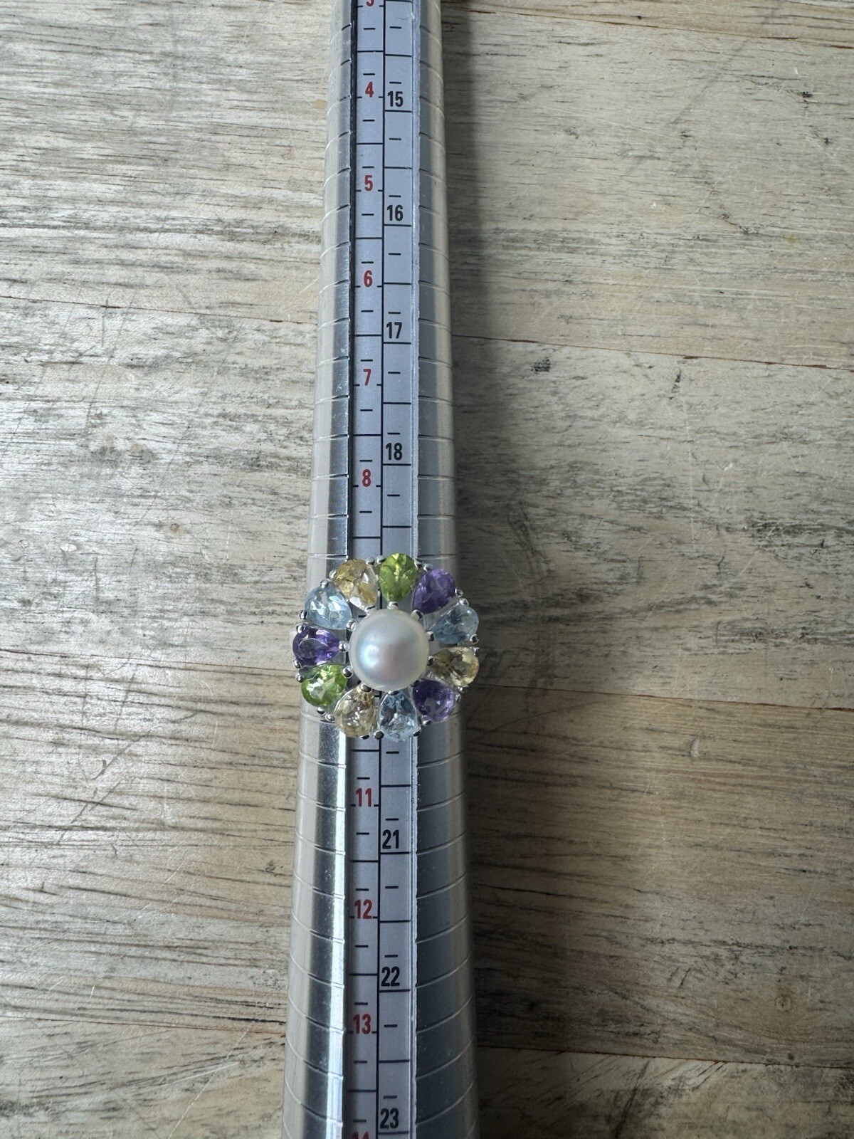 Sterling Silver Multi Stone Ring Size 9.5 - image 1