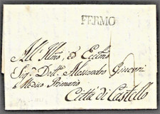 ITALY.  SUPER COMPLETE LETTER. FERMO to CITTI DI CASTELLO .2 POSTAL MARKS. 1821.