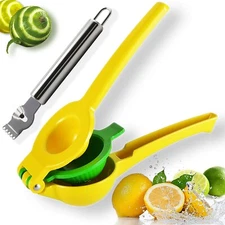 2 in 1 Lemon Lime Squeezer, Manual Citrus Juicer Hand Press + Heavy-duty Zester