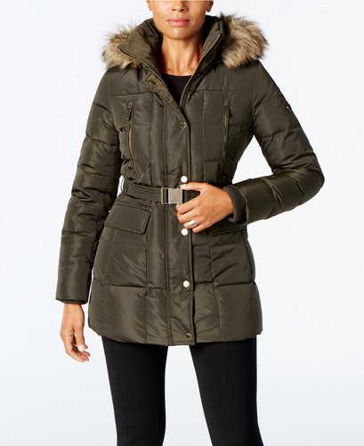 Michael Kors Faux-Fur-Trim Belted Down 