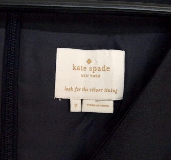 ABITO A POIS KATE SPADE CON FARETTI A V $448 blu navy & ROSA TAGLIA 2 A Line