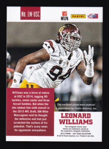 2015 Panini USC Leonard Williams Jersey Patch - Picture 2 of 2