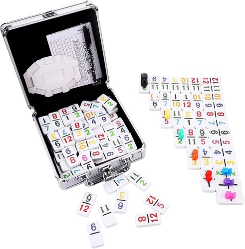 KAILE Mexican Train Dominoes with Numbers, Color Double 12 Numerical Number Set