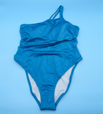 Victorias Secret Large Blue Smooth One Shoulder Padded One Piece Swimsuit Beach
