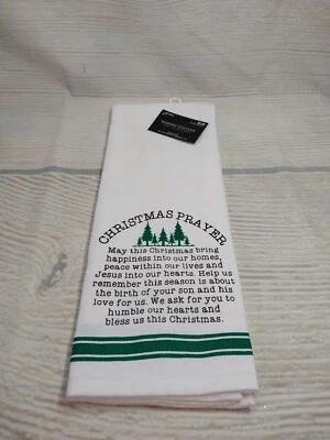 ROBERT STANLEY HOME COLLECTION New! "Christmas Prayer" Kitchen Dish Towel Decorative Evergreen Trees Jesus Pray