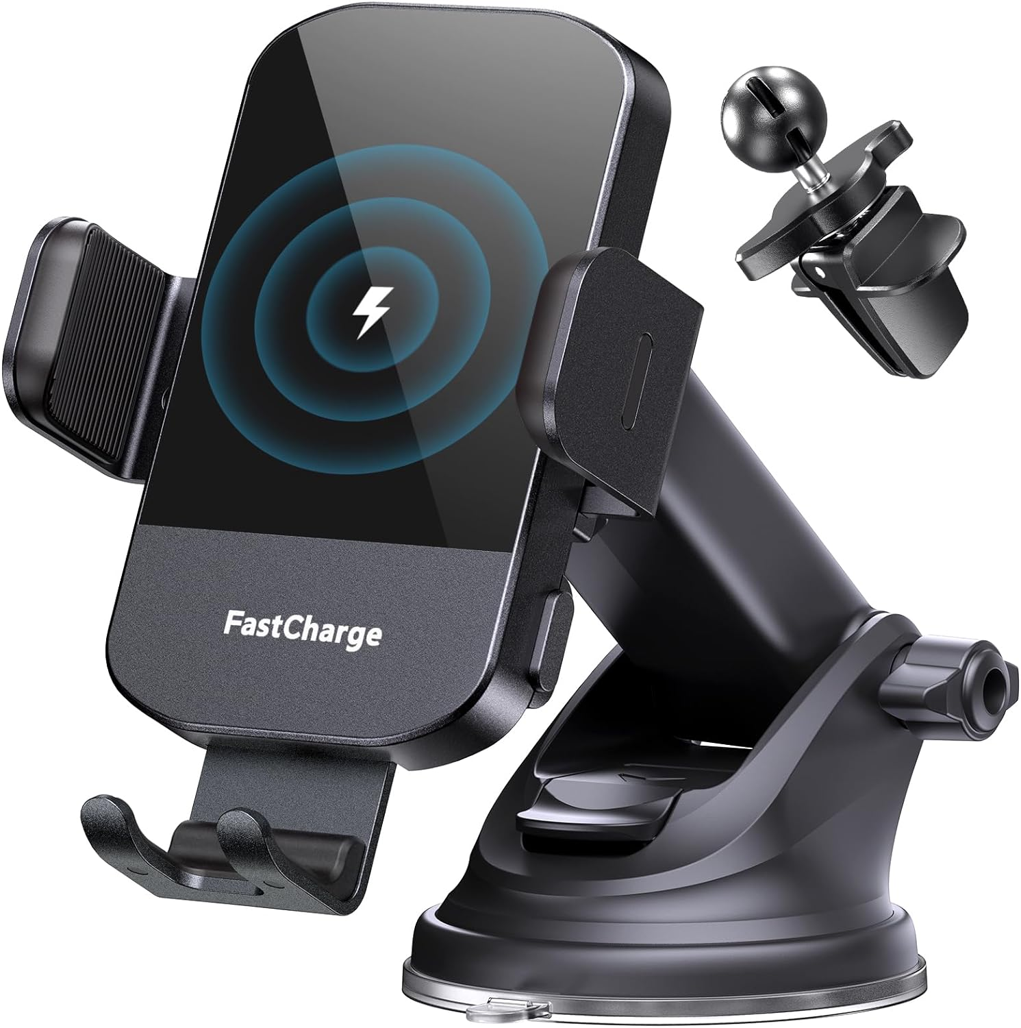 15W Fast Wireless Car Charger with Auto-Clamping Phone Mount