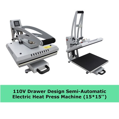 15X15'' Digital Display Drawer Design Semi-Automatic Heat Press Machine 110V
