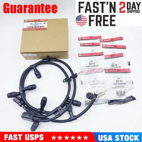 Motorcraft ZD13 glow plug & Harness Kit For 04-10 Ford F250 6.0L Powerstroke US - Picture 1 of 15
