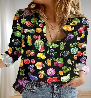 Fruit Vegetable Print Shirt Gift For Gardener Cook Mom