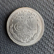 1949 Pakistan 1/2 Rupee Nickel Coin Cresent Star & Tughra
