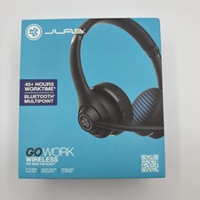 JLab GO Work Wireless  Wired On-Ear Headset, Bluetooth, USB-C, Mic, Black - NEW