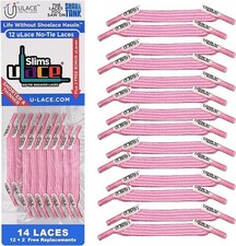 uLace Slims No-Tie Shoelaces - Elastic Shoe Laces for Sneakers - Cotton Candy...
