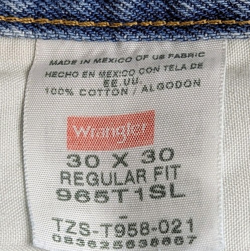 Wrangler Men Tag 30×30 Actual 29x30 Light Blue Denim Jeans Cotton Straight Leg - Picture 7 of 12
