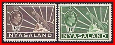 NYASALAND 1942  ANIMALS/CHEETAH  SC#54a-55a MNH  (B13)