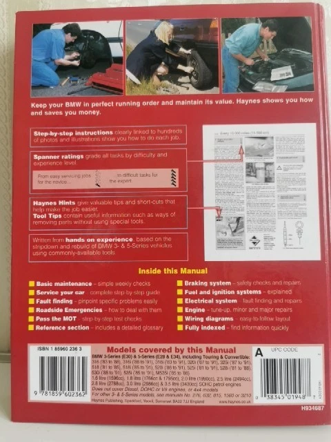 BMW 3 & 5 Series - 1983 - 91 & 1981-91 Haynes Service and Repair Manual HB Book - Image 4 of 4