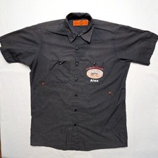 Red Kap Mens Work Shirt Button Up Short Sleeve Gray M Ute Fireplace Workewear