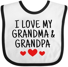 Inktastic I Love My Grandma And Grandpa Baby Bib Grandmother Grandfather Heart