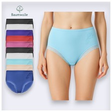 5er Pack Damen Slips Baumwolle Maxi Slip mit Spitze Unterwäsche Set Bunt L - 3XL