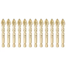 12pcs 12mm (15/32") Titanium Coated Concrete Masonry Drill Bit for Brick Glass