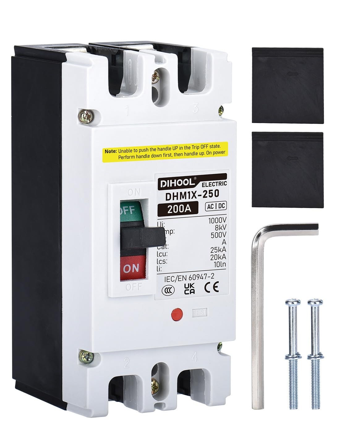 DC 200 Amp Breaker, 500V Battery Disconnect Switch for Main Power Station, UP...