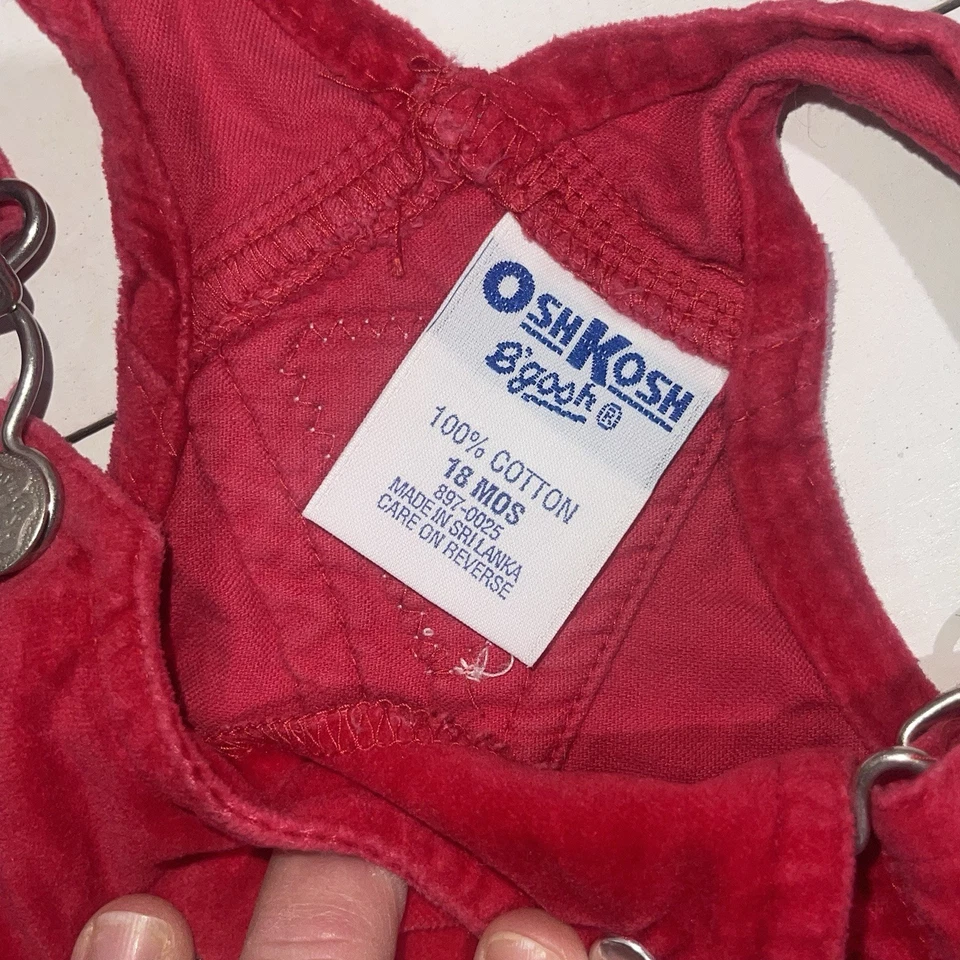 Mono vintage Oshkosh B’gosh terciopelo rojo vacaciones de Navidad bebé 18 meses 90 Foto 3 de 4