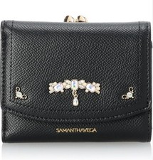 Samantha Vega Black Tri-Fold Wallet with Bijou Decoration Used