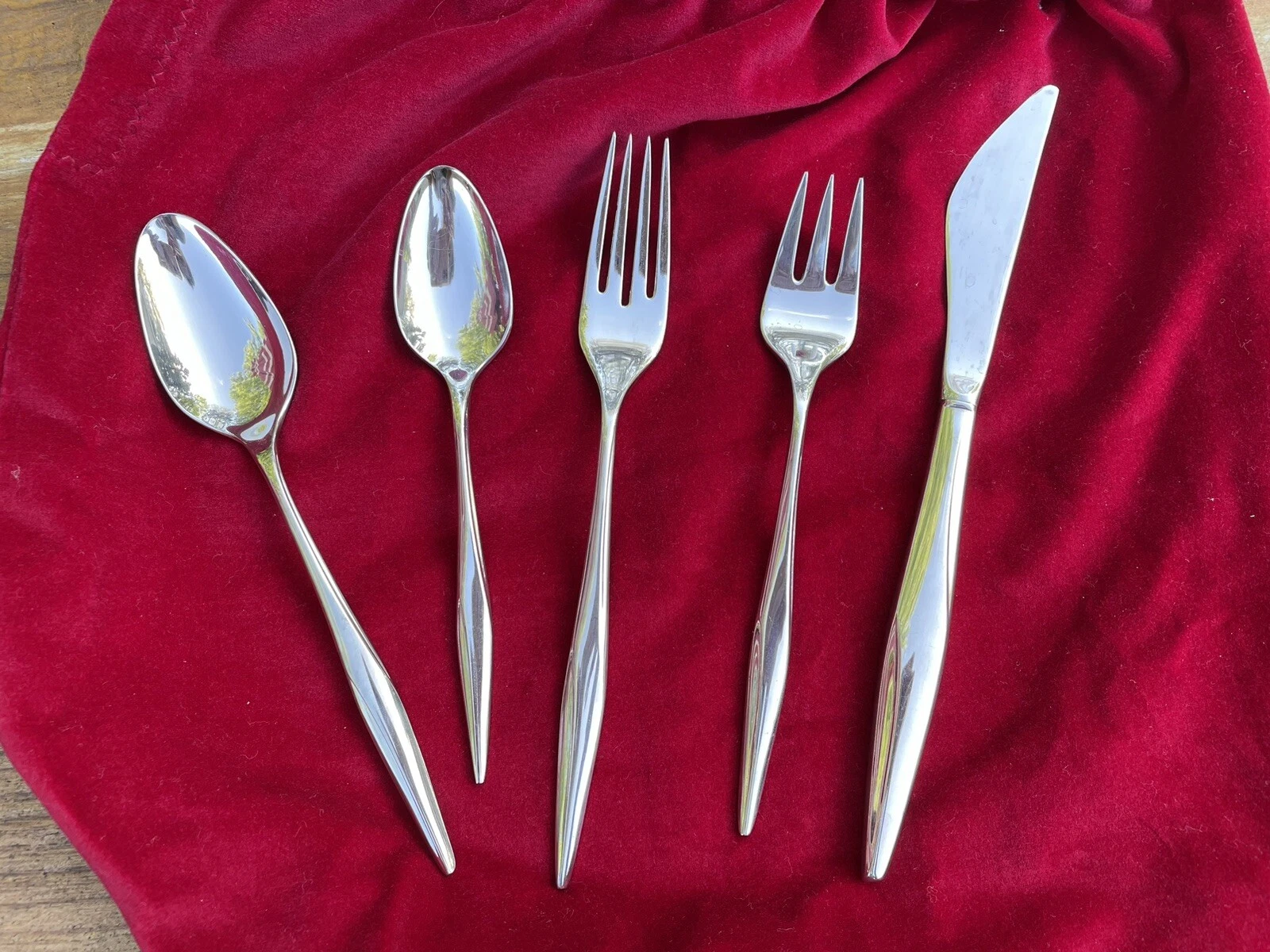 1960s Vintage 1847 Rogers Bros Stainless Flatware Set, MCM, Mod Style, 54 pcs