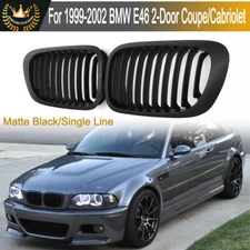 For 1999-2002 BMW E46 2D Coupe 325Ci 330Ci Front Kidney Grille Grill Matte Black