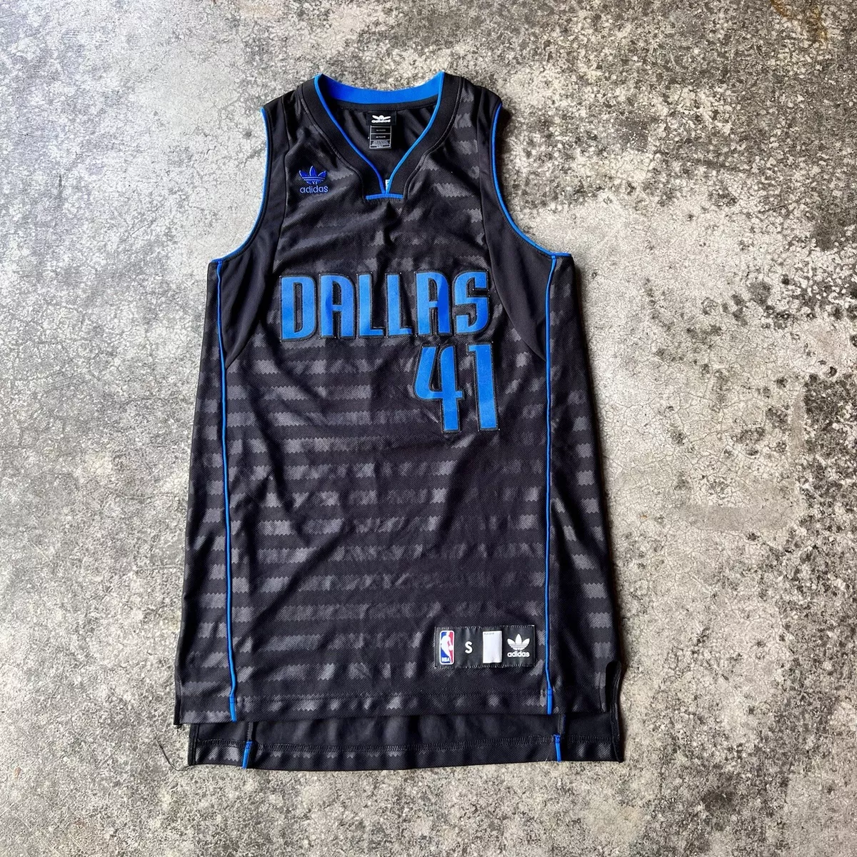 NBA ADIDAS DALLAS MAVERICKS DIRK NOWITZKI #41 BLUE JERSEY SHIRT SIZE MENS SMALL