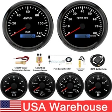 6 Gauge Set 110MM GPS Speedometer 120MPH Tacho 8000RPM 52mm Fuel/Oil/Temp/Volt