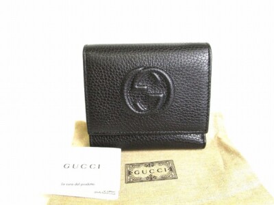 ①GUCCI Tri-Fold Wallet Interlocking G Gucci Trifold Wallet Soho Interlocking Gg Leather Logo