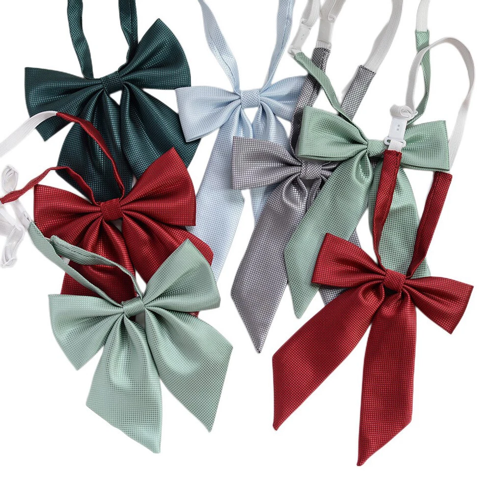 Mujeres Dama Corbata de moño lisa Cuello Ropa Estudiante Rejillas Cuadros QN22004 Foto 2 de 4