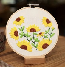 Embroidery Sunflower Sewing Kit Cross Stitch Needlework Cottage Core Flowers New