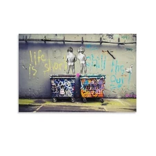 Graffiti Banksy Life is Short Canvas Painting Wall Art Home Decor