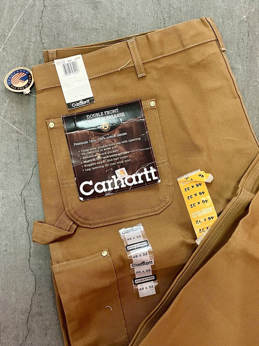 Carhartt BO1 BRN Double Knee Canvas Work Union USA 46X32 Dungaree