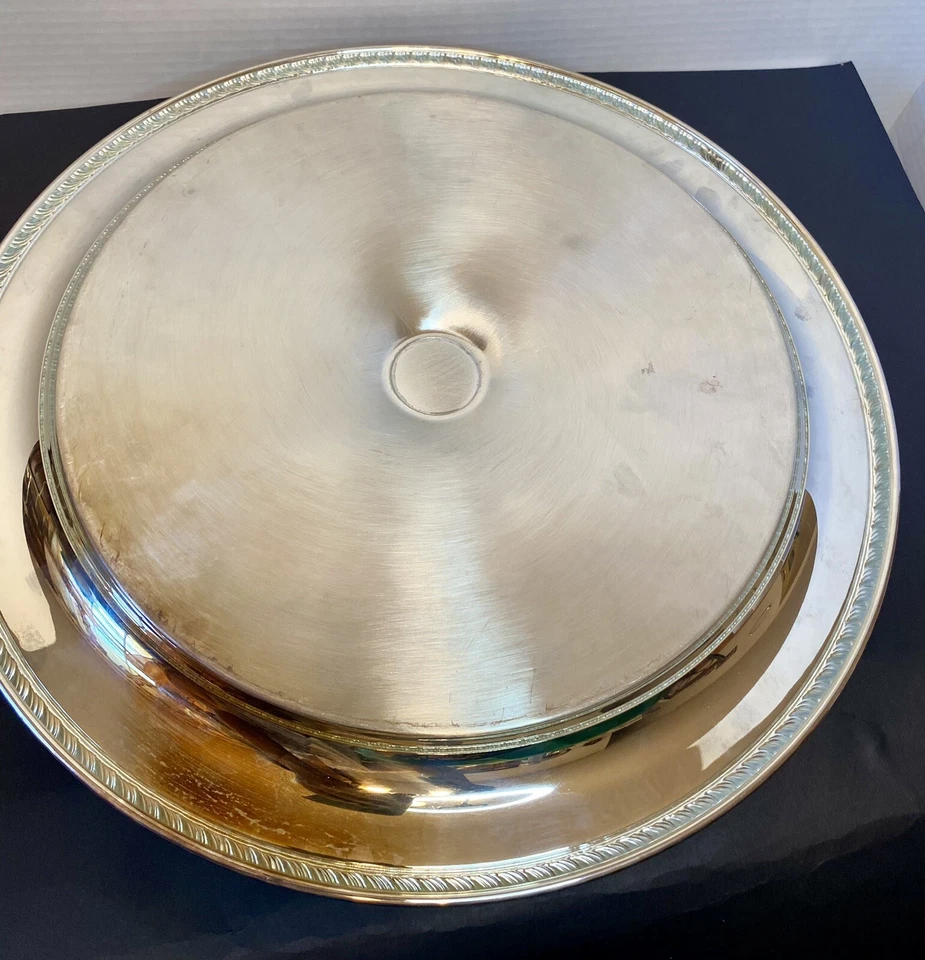 ONEIDA EE. UU. PLATO DE ASTILLAS Y INMERSIÓN PLATEADO CUENCO ADJUNTO ROLLO GEORGIANO 15 pulgadas Foto 3 de 4