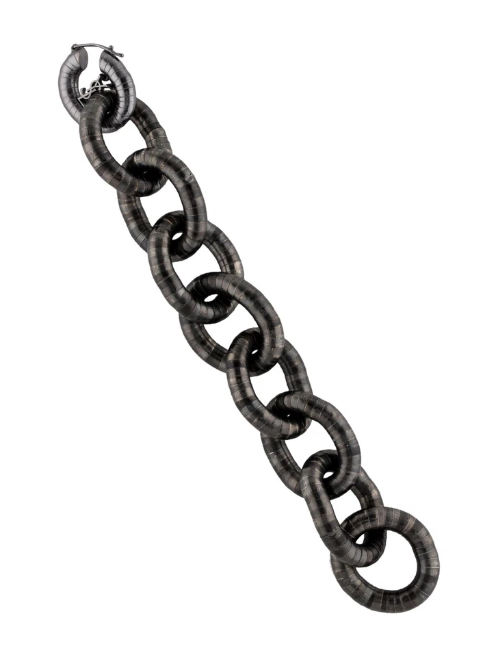 Yves Saint Laurent YSL Link Bracelet Gray Black Vintage Iris Apfel Style - Image 3 of 4