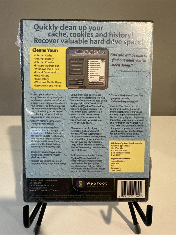 Window Washer Computer Privacy&Clean Up Utility. Webroot. CIB. VGC - Image 2 of 2