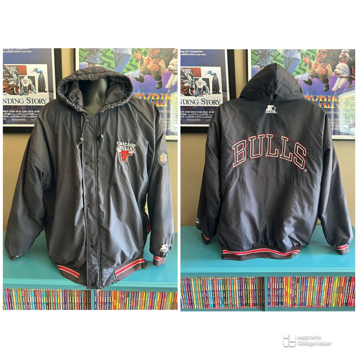 VINTAGE Starter Chicago Bulls XL Zip 90s Varsity Jacket Coat VINTAGE Starter Chicago Bulls XL Zip 90s Varsity Jacket Coat
