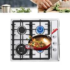 Gas Cooktop 4 Burner Stainless Steel Built-In 3KW Natural Gas Stove for Kitchen