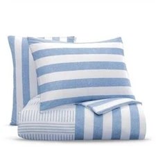 $340 Bloomingdale's Essentials Kennedy Comforter Set, Chambray, King NWT