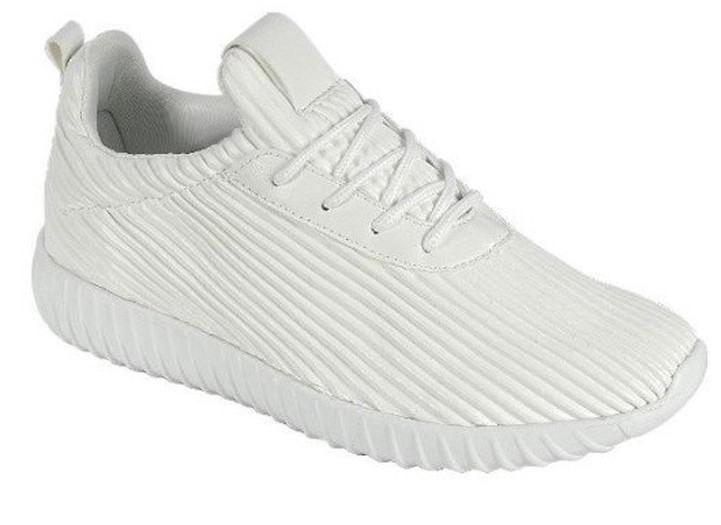 White Textured *Designer Inspired Trendy Sneaker Tennis Shoe