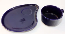 Century MCM Soup Bowl & Plate Cobalt Blue Japan Vintage Ceramic Retro 14 Oz