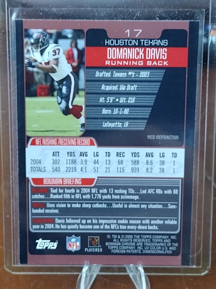 2005 Bowman Chrome - Red Refractor #17 Domanick Davis - Image 2 of 2