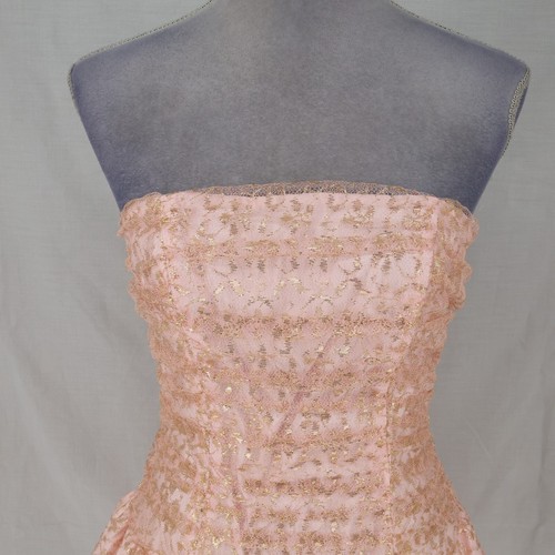 Alfred Angelo Dress Juniors 9 10 Pink Metallic Lace Bubble Hem Zip Lined 80s Vtg - Picture 11 of 15