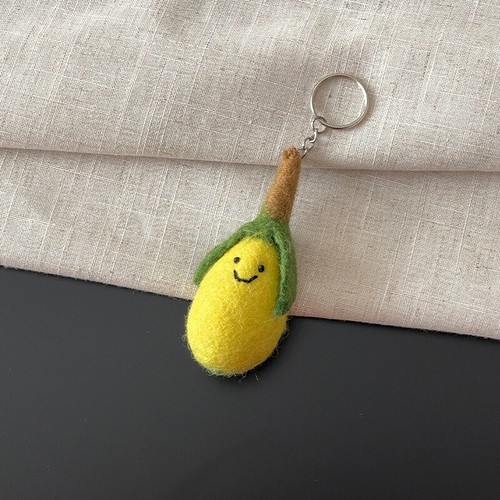Nepal Handmade Wool Felt Vegetable and Fruit Bag Charm, Cute Bread Keychain - Picture 24 of 26