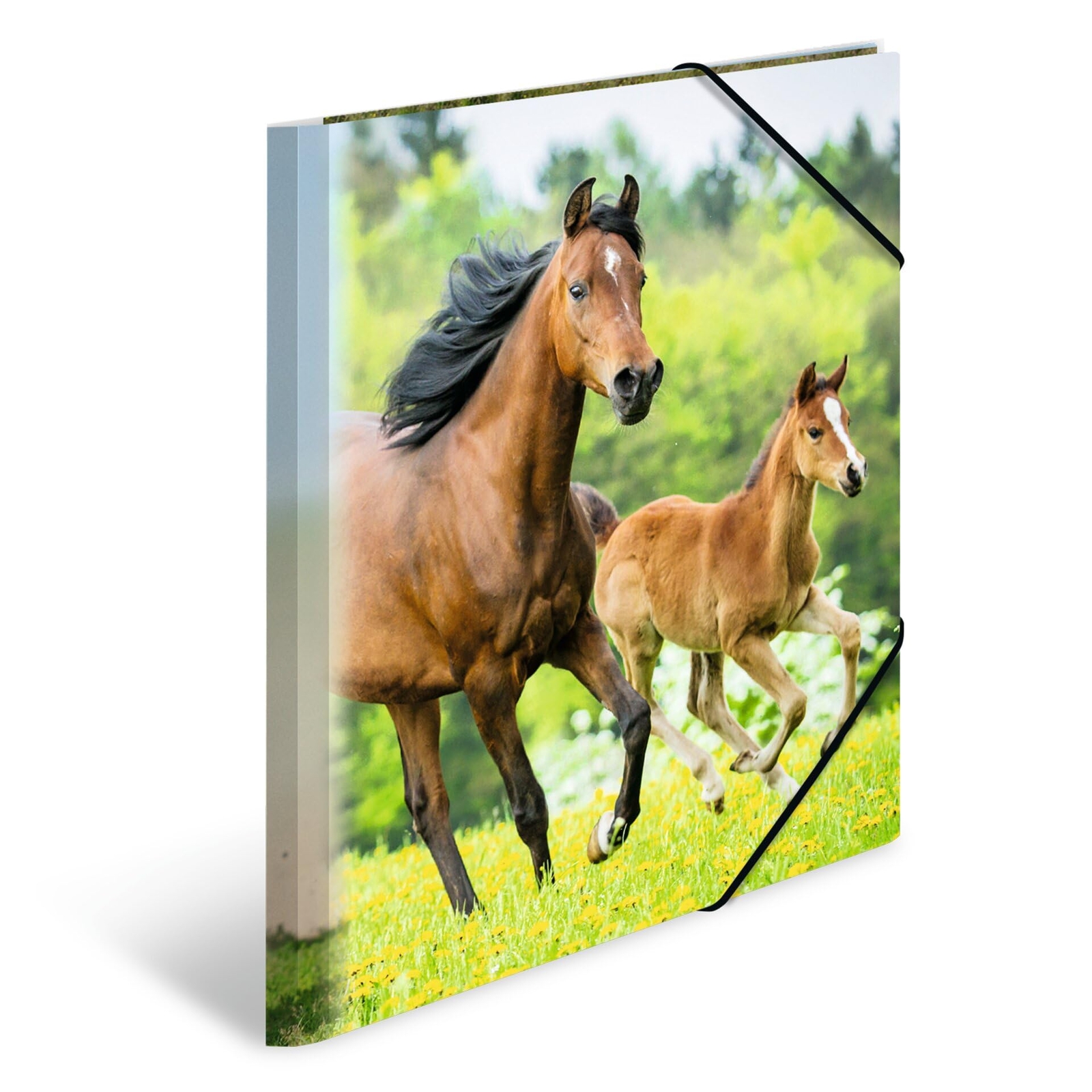HERMA Elastic Folder Animals with Horses Motif, A4, Sturdy Plastic, with Inner P